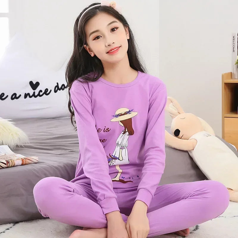 Teenager Boys Animal Cat Pajamas Children's Sleepwear for 12 14 16 Years Kids Pyjamas Cartoon Homewear Cotton Girls Pijamas Suit