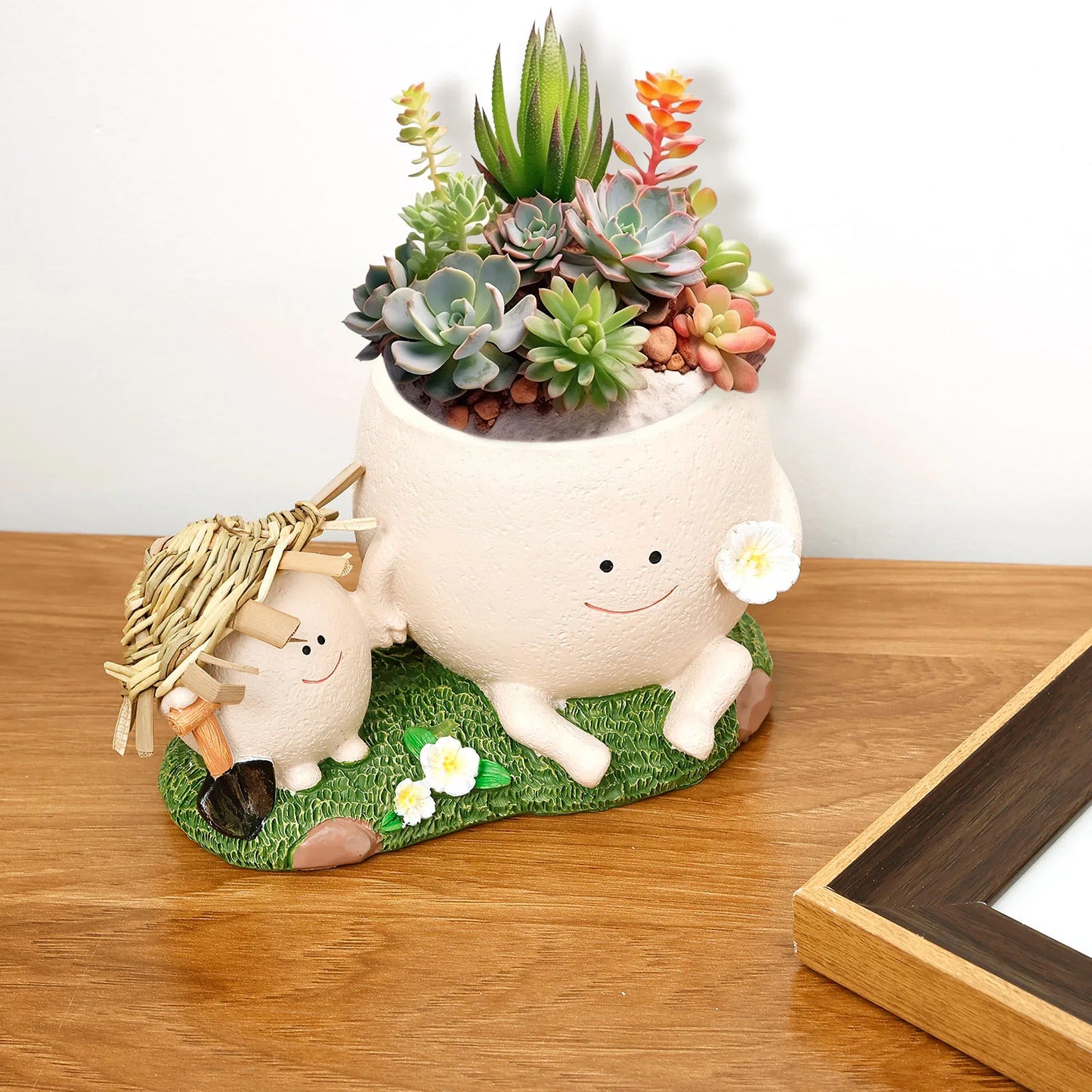 Succulent Pots Smile Face Planter Pot Resin Cute Swing Chair Hanging Creative Flower Planter for Indoor Outdoor Plants