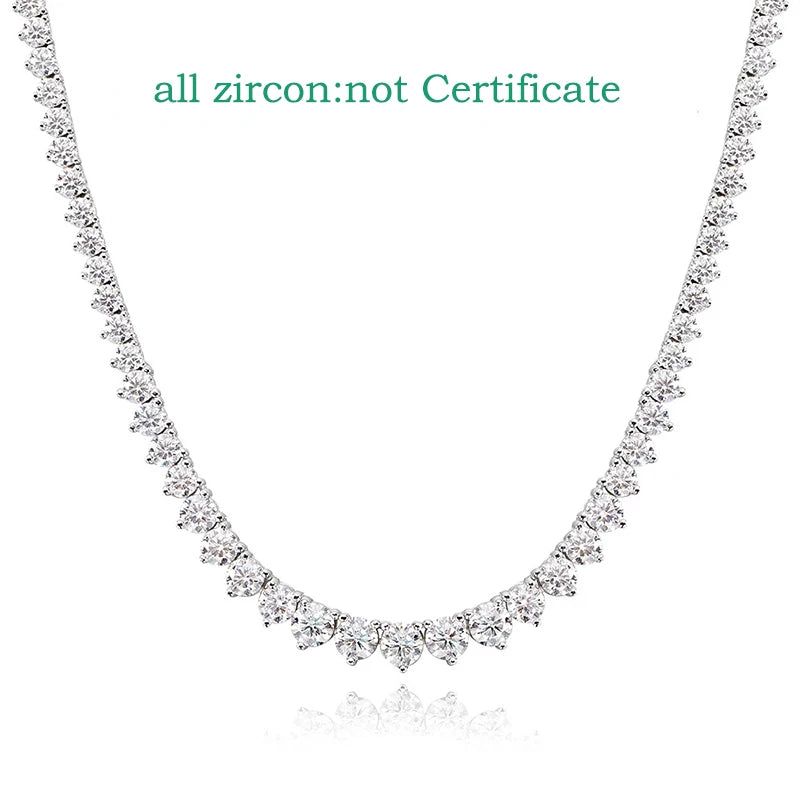 Smyoue 3 Claws Gradient Moissanite Tennis Necklace for Women Sparkling Full Diamond Luxury Jewelry Sterling Silver 925 Chain
