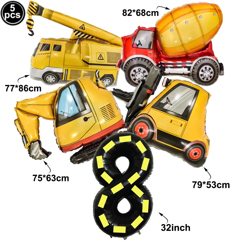 construction truck party tablecloth table runner Engineering excavator theme table cover boy construction birthday party decor