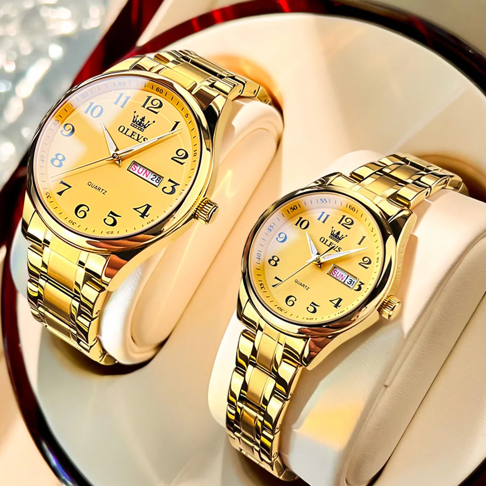 OLEVS 5567 Couple Watches Waterproof Luminous Wristwatch for Lover Date Men‘s and Women's Wristwatch Simple Fashion
