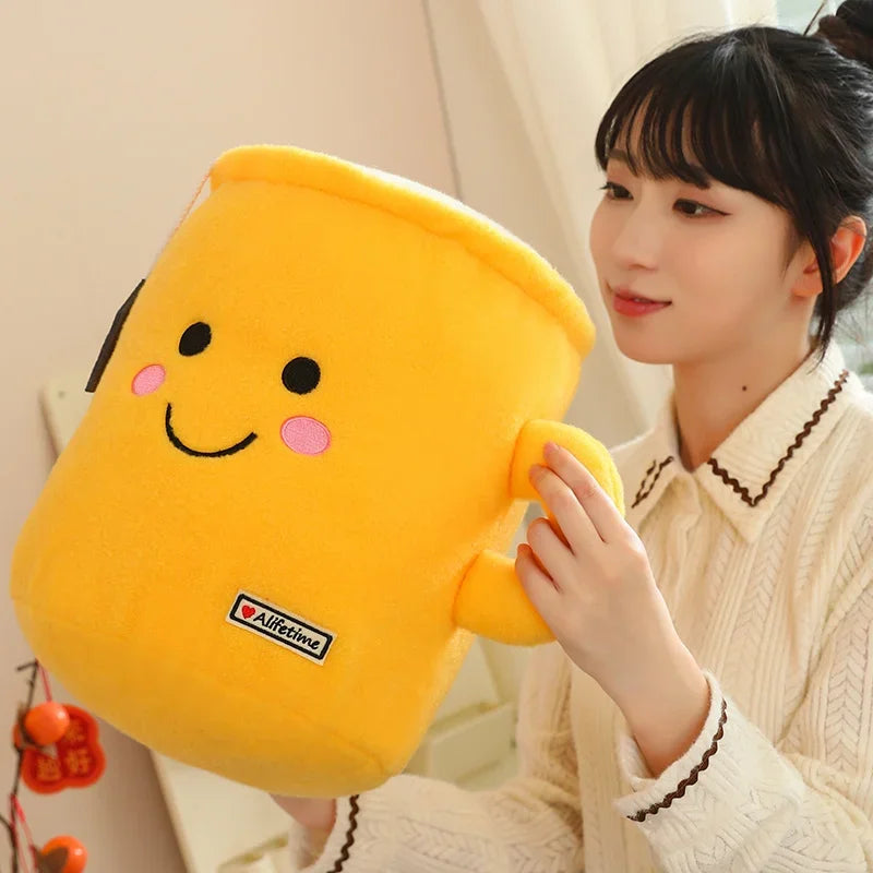 Kawaii Tea Reversible Plush Soft Cute Food Milk Tea Soft Hug Birthday Christm milk tea cup plush toy to send holiday gift
