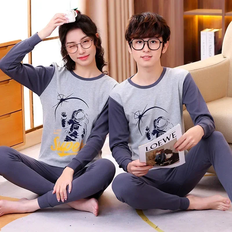 Teenager Boys Animal Cat Pajamas Children's Sleepwear for 12 14 16 Years Kids Pyjamas Cartoon Homewear Cotton Girls Pijamas Suit