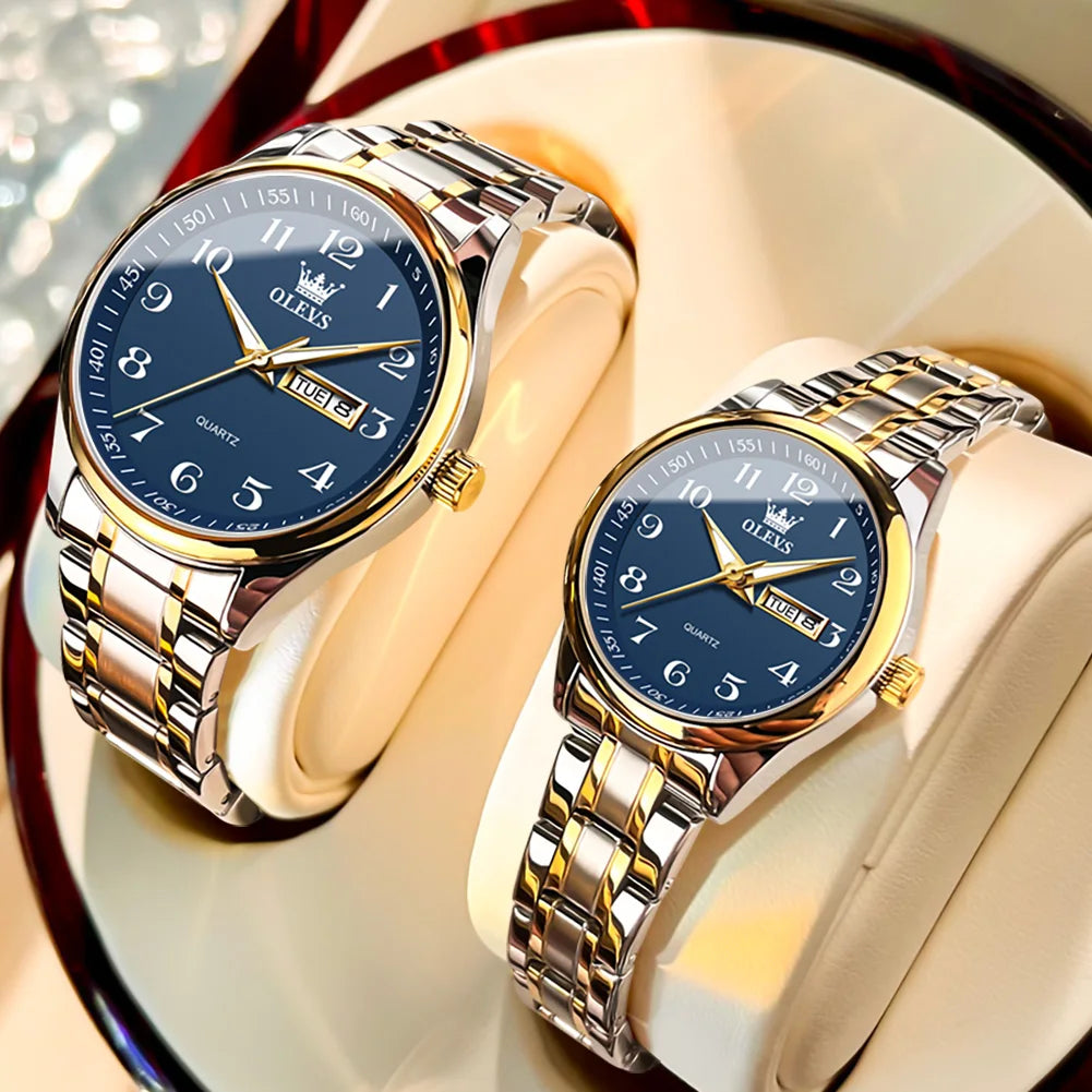 OLEVS 5567 Couple Watches Waterproof Luminous Wristwatch for Lover Date Men‘s and Women's Wristwatch Simple Fashion