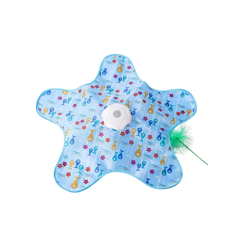 Cat Toys Interactive Hide and Seek Cat Toy with Mouse Squeaky Motion Activated Moving Concealed Feathers Kitten Teaser Toy