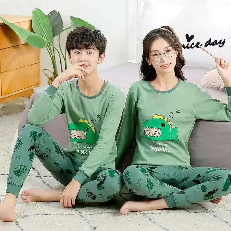 Teenager Boys Animal Cat Pajamas Children's Sleepwear for 12 14 16 Years Kids Pyjamas Cartoon Homewear Cotton Girls Pijamas Suit