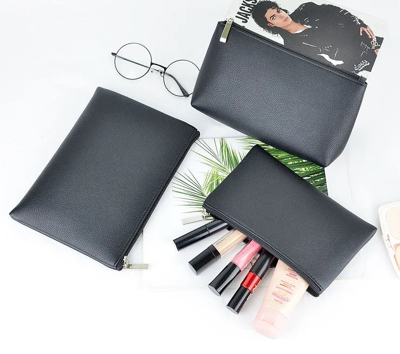 Customized Name PU Cosmetic Bag Large Capacity Three-Piece Set Women's Storage Bag Portable Lipstick Waterproof Wash Bag