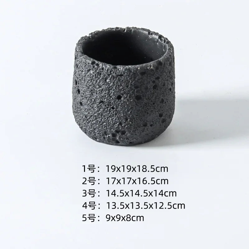 Nordic cement flowerpot simple personality creative imitation volcanic stone indoor succulent potted green plant flowerpot