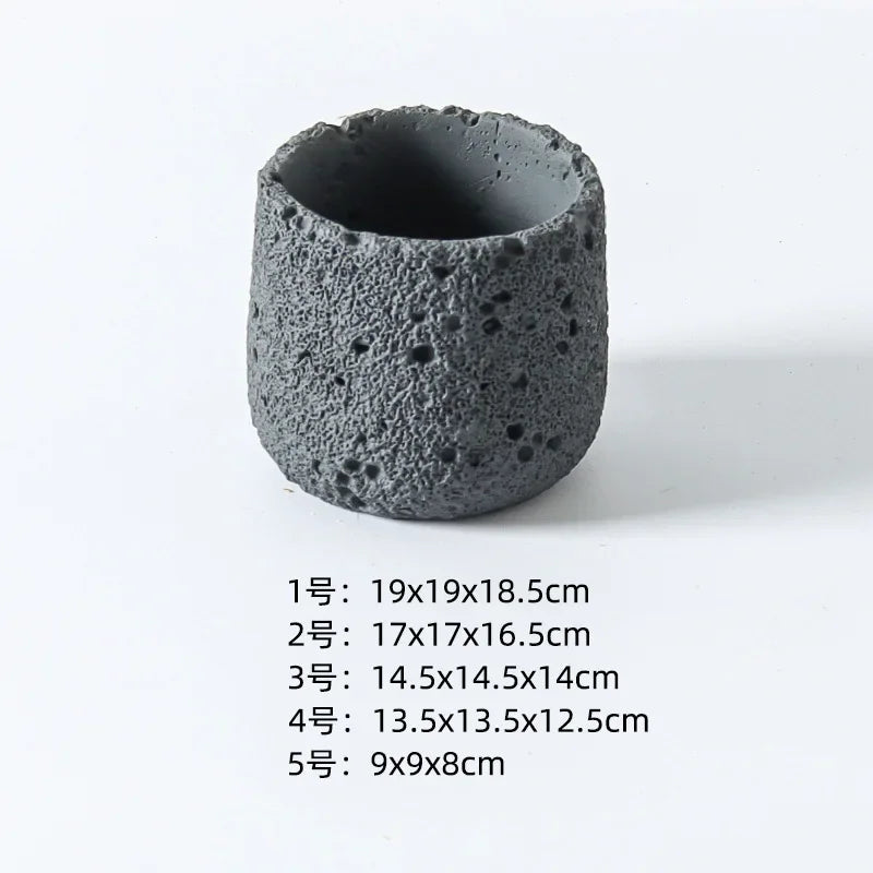 Nordic cement flowerpot simple personality creative imitation volcanic stone indoor succulent potted green plant flowerpot