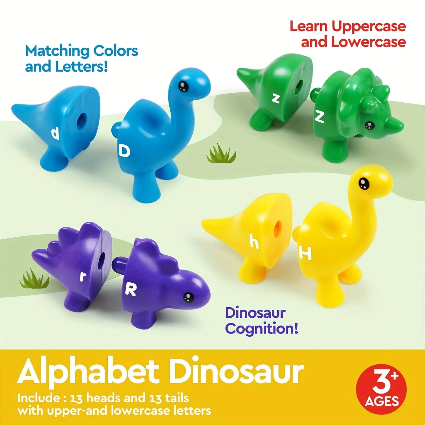 AIUAZA Children's early education dinosaur letter matching toys number counting pattern matching cognitive teaching aids