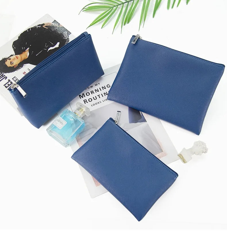 Customized Name PU Cosmetic Bag Large Capacity Three-Piece Set Women's Storage Bag Portable Lipstick Waterproof Wash Bag