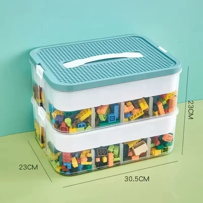 Transparent dust-proof and moisture-proof plastic storage box, classified storage, stackable building block storage box.