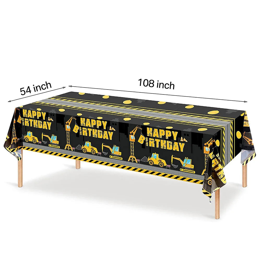 construction truck party tablecloth table runner Engineering excavator theme table cover boy construction birthday party decor