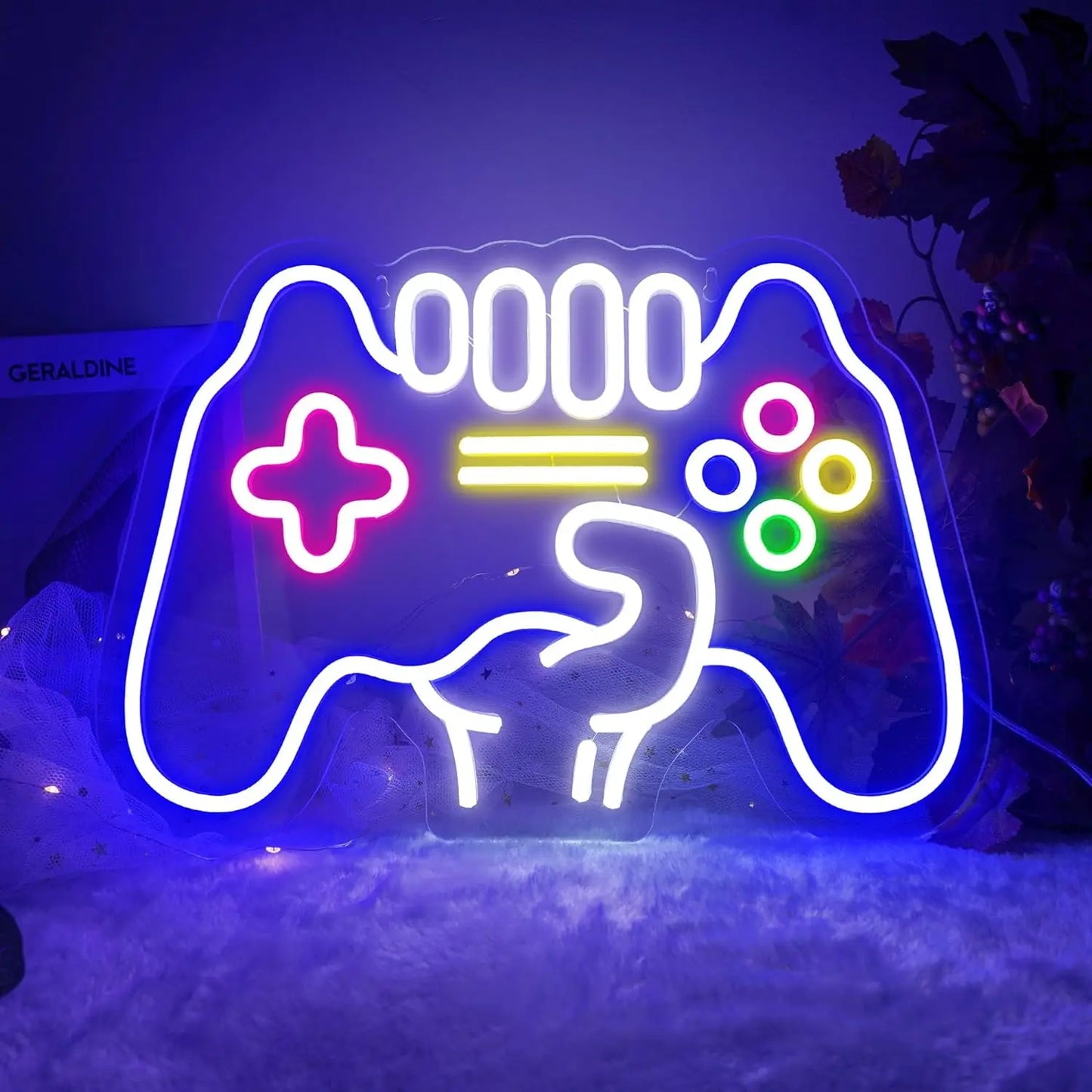 Gamepad Shaped LED Neon Sign for Gamer Room Decor, Gaming Neon Sign for Boys Room Wall Decor, USB Powered Gamer Gifts for Teens
