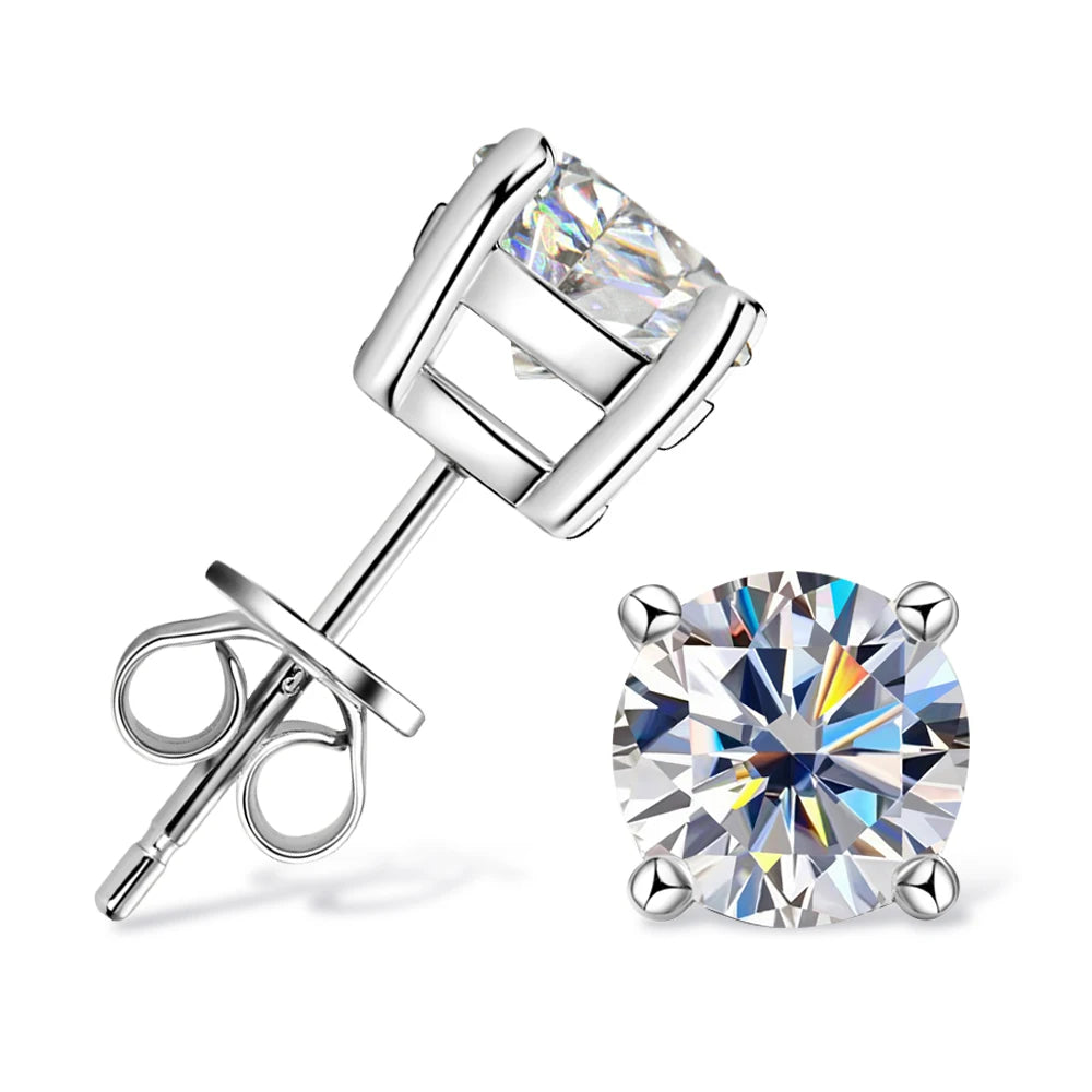 0.5-2ct Moissanite Diamond Stud Earrings 18K Yellow Gold Plated 925 Silver Wedding Earring for Women Men Luxury Jewelry with GRA