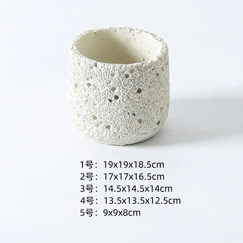 Nordic cement flowerpot simple personality creative imitation volcanic stone indoor succulent potted green plant flowerpot