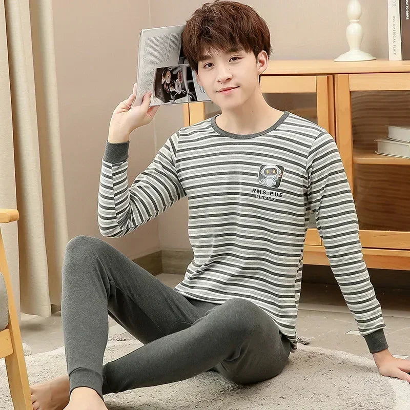 Teenager Boys Animal Cat Pajamas Children's Sleepwear for 12 14 16 Years Kids Pyjamas Cartoon Homewear Cotton Girls Pijamas Suit