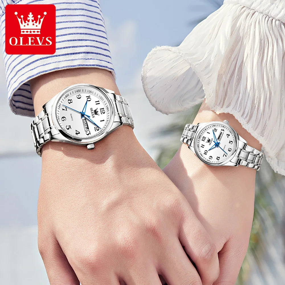 OLEVS 5567 Couple Watches Waterproof Luminous Wristwatch for Lover Date Men‘s and Women's Wristwatch Simple Fashion
