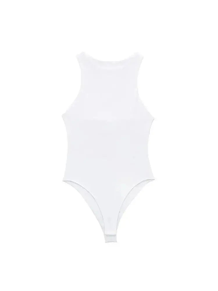 Women Fashion With Halter Neck Skinny Bodysuit Sexy Sleeveless Snap-button Female Playsuits Mujer