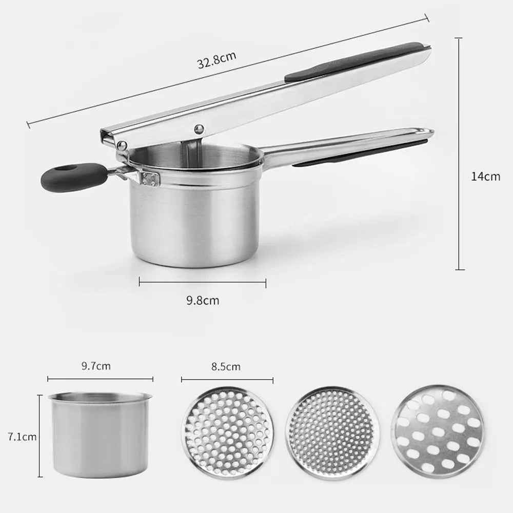 Potato Ricer 15 oz with 3 Interchangeable Discs Manual Mash Potato Masher Stainless Steel Kitchen Tool | Spaetzle Maker Press