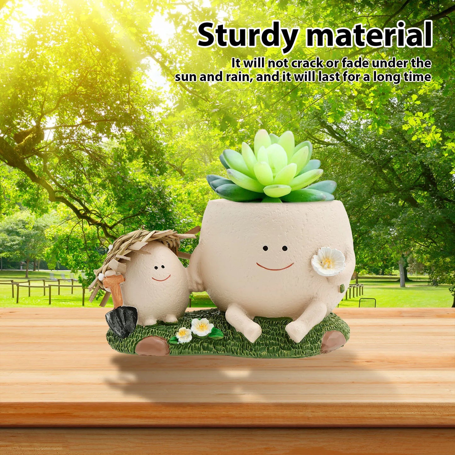 Succulent Pots Smile Face Planter Pot Resin Cute Swing Chair Hanging Creative Flower Planter for Indoor Outdoor Plants