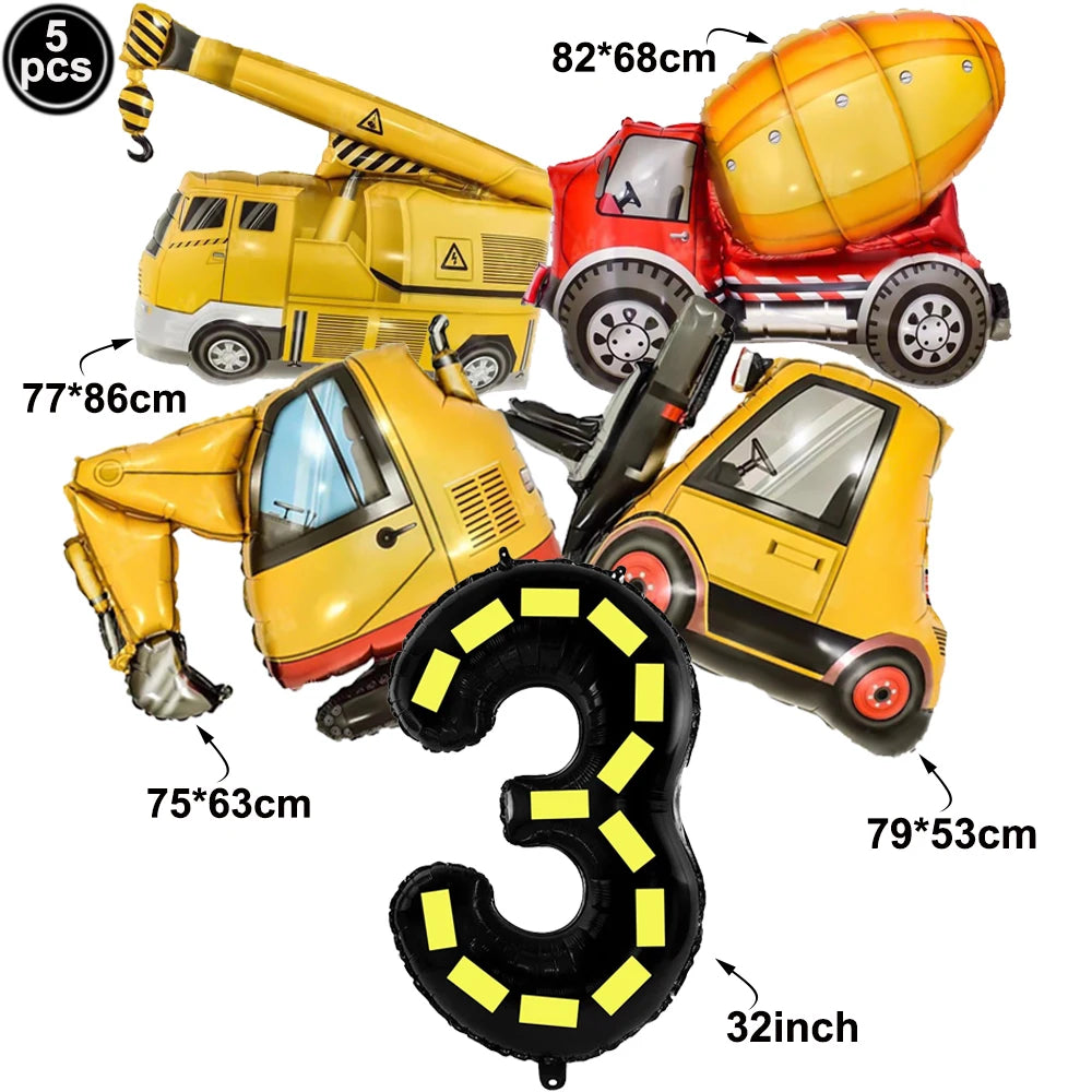 construction truck party tablecloth table runner Engineering excavator theme table cover boy construction birthday party decor