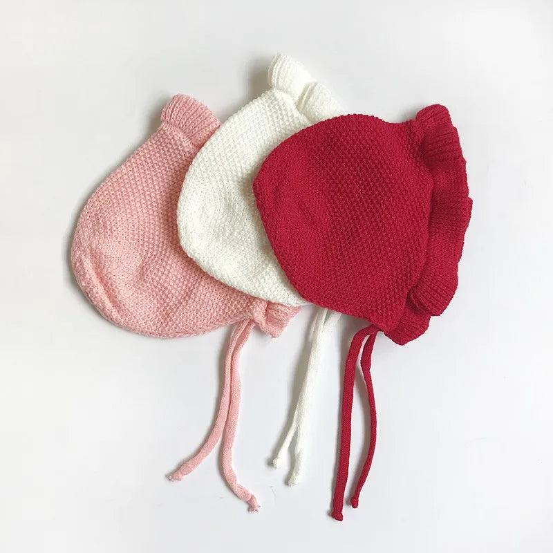 Autumn Newborn Baby Hat Handmade Knitting Hats Fashion Monolayer Ruffle Warmer Caps Kids Hats