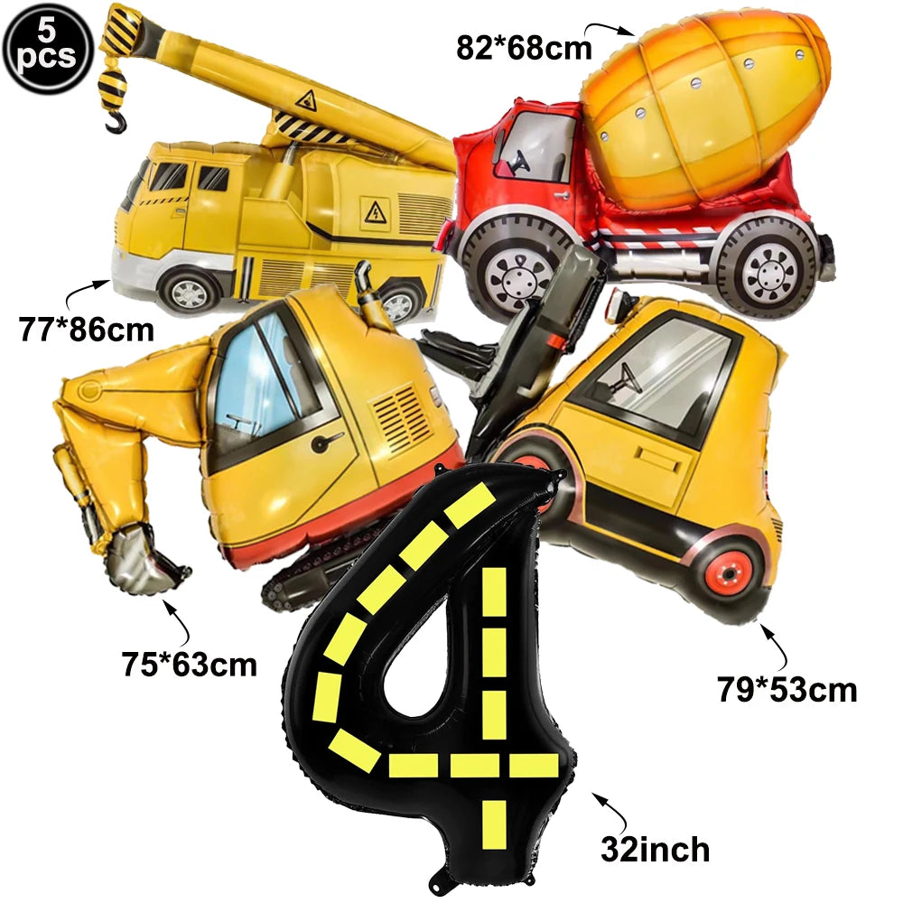 construction truck party tablecloth table runner Engineering excavator theme table cover boy construction birthday party decor
