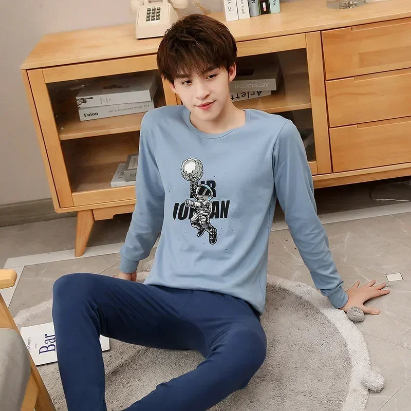 Teenager Boys Animal Cat Pajamas Children's Sleepwear for 12 14 16 Years Kids Pyjamas Cartoon Homewear Cotton Girls Pijamas Suit