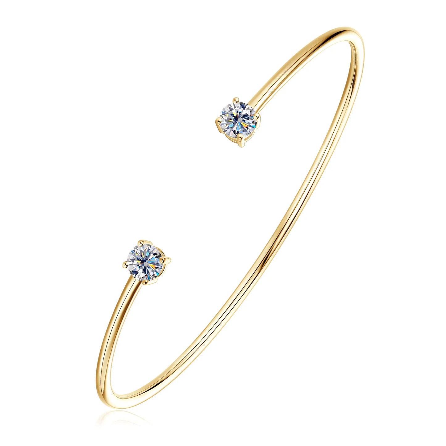 Sweetrain 0.5CT Moissanite Bangle for Women 5mm Lab Created Diamond Bracelet 100% Real 925 Sterling Silver Opening Cuff Bangle