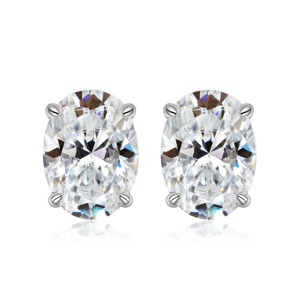 FEOBUR 0.5-4CT Oval Cut Moissanite Stud Earrings for Women 925 Sterling Silver Sparkling Diamond Ear Studs Wedding Jewelry GRA