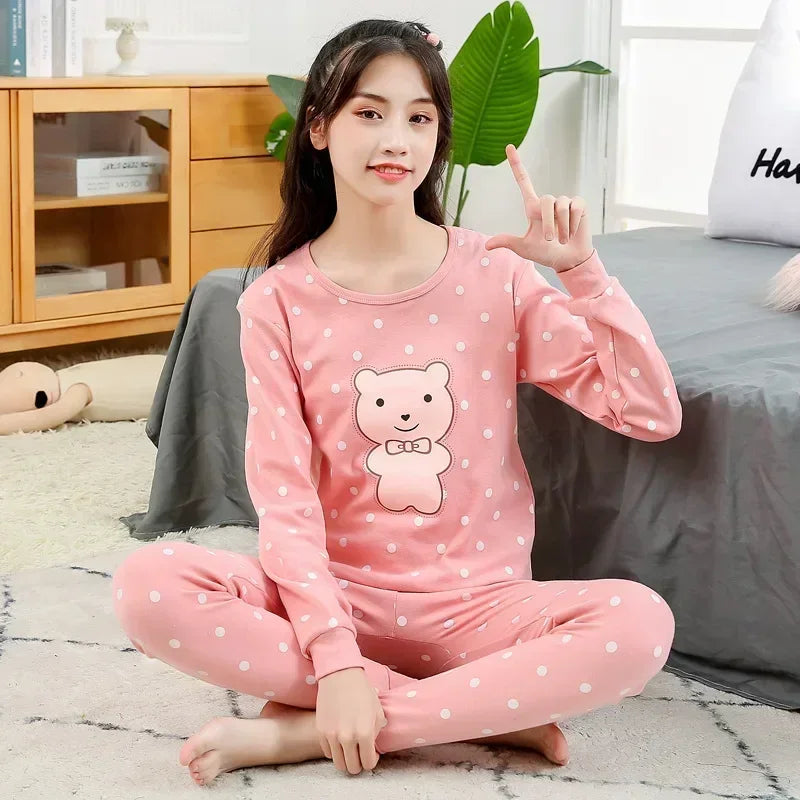 Teenager Boys Animal Cat Pajamas Children's Sleepwear for 12 14 16 Years Kids Pyjamas Cartoon Homewear Cotton Girls Pijamas Suit