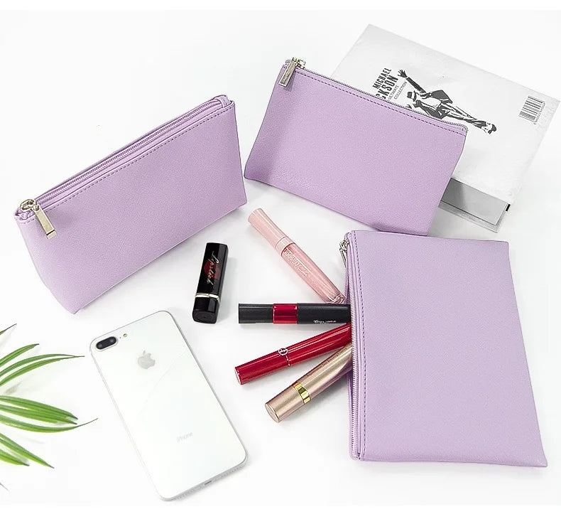 Customized Name PU Cosmetic Bag Large Capacity Three-Piece Set Women's Storage Bag Portable Lipstick Waterproof Wash Bag