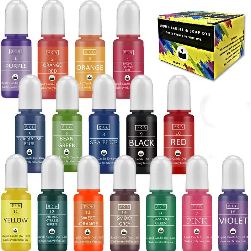 Candle Dyes Kit Liquid Colorant Pigment Set DIY Candle Making Supplies Aromatherapy Soap Soy Wax Dye Candle Mold Coloring