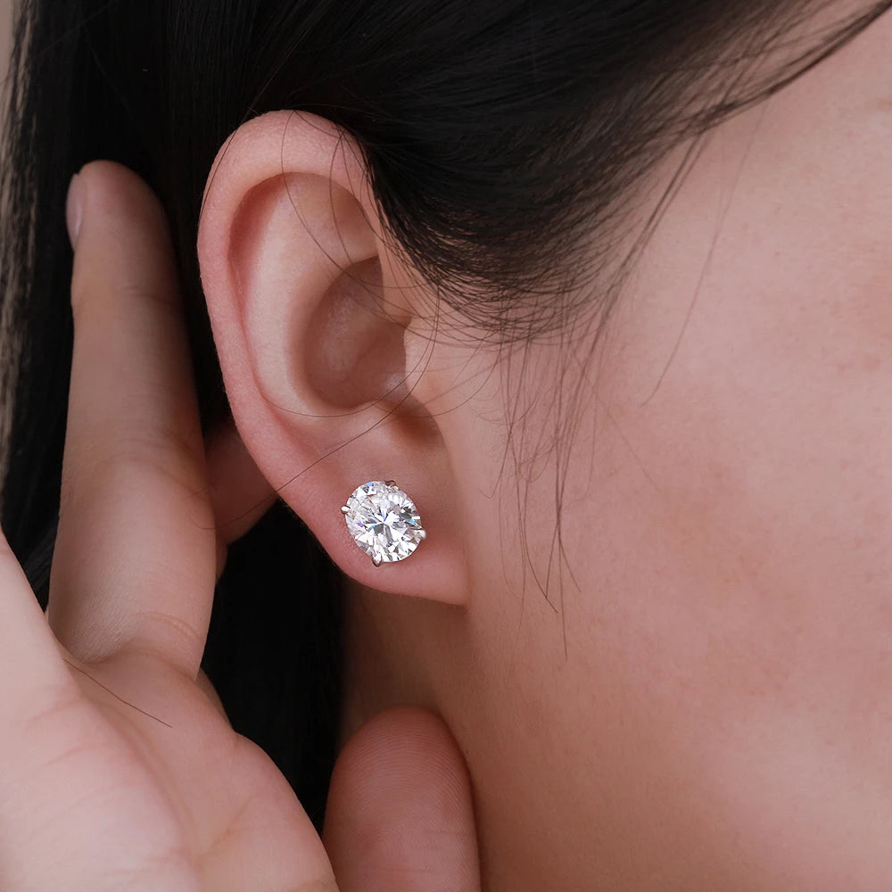 FEOBUR 0.5-4CT Oval Cut Moissanite Stud Earrings for Women 925 Sterling Silver Sparkling Diamond Ear Studs Wedding Jewelry GRA