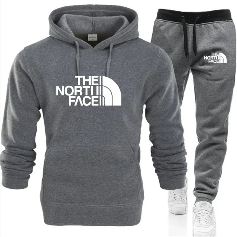 Winter Hoodie Sets Men Fashion Fleece Red Hoodies Black Brand Pants Casual Jogger Suit Tracksuit Sweatshirt