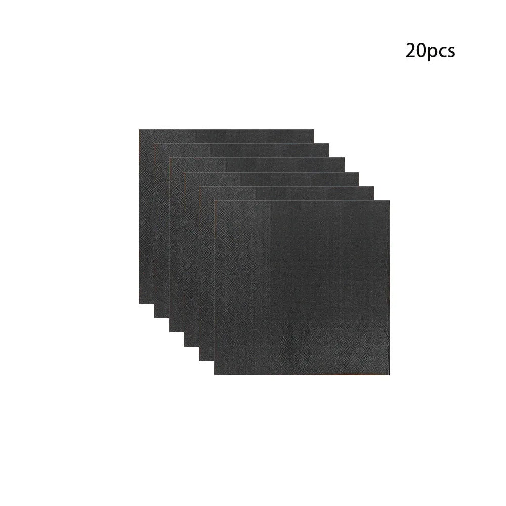 Simple Black Birthday Party Decoration Single theme Boda 20 piece Disposable Tableware Set Plates Cups Papers Tablecloth