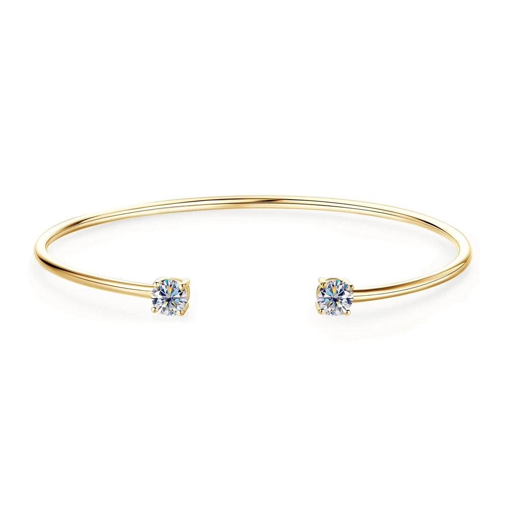 Sweetrain 0.5CT Moissanite Bangle for Women 5mm Lab Created Diamond Bracelet 100% Real 925 Sterling Silver Opening Cuff Bangle