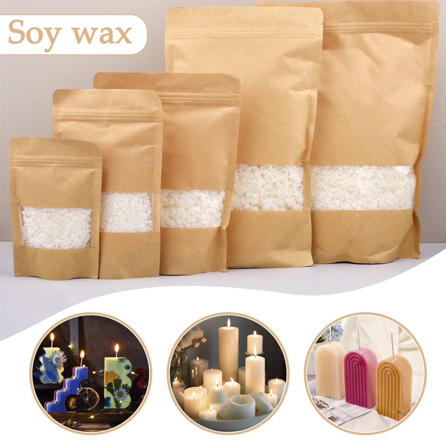 50/100/250/500/1000g Natural Soy Wax Flake For DIY Handmade Candles Crafts Additive-Free Scented Candle Raw Material Making Kit