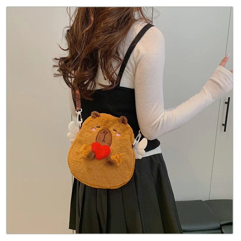 Shoulder Bag Capybara Plush Crossbody Bag Animals Students School Bag Large Capacity Couple Cartoon Knapsack Bags Cute Doll