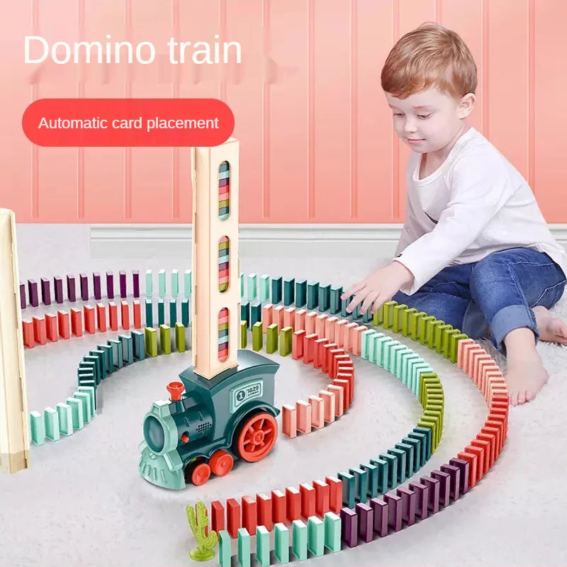 60 Pcs Domino Train Set Automatic Domino Laying Train Educational Toy for Early Learning Perfect Boys Gift and Creative Play
