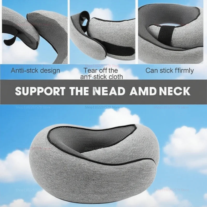 Travel Neck Pillow Memory Foam U-shaped Pillow Snail Style Travel Neck Support Portable Adjustable Soft Noon Break Sleep Pillows