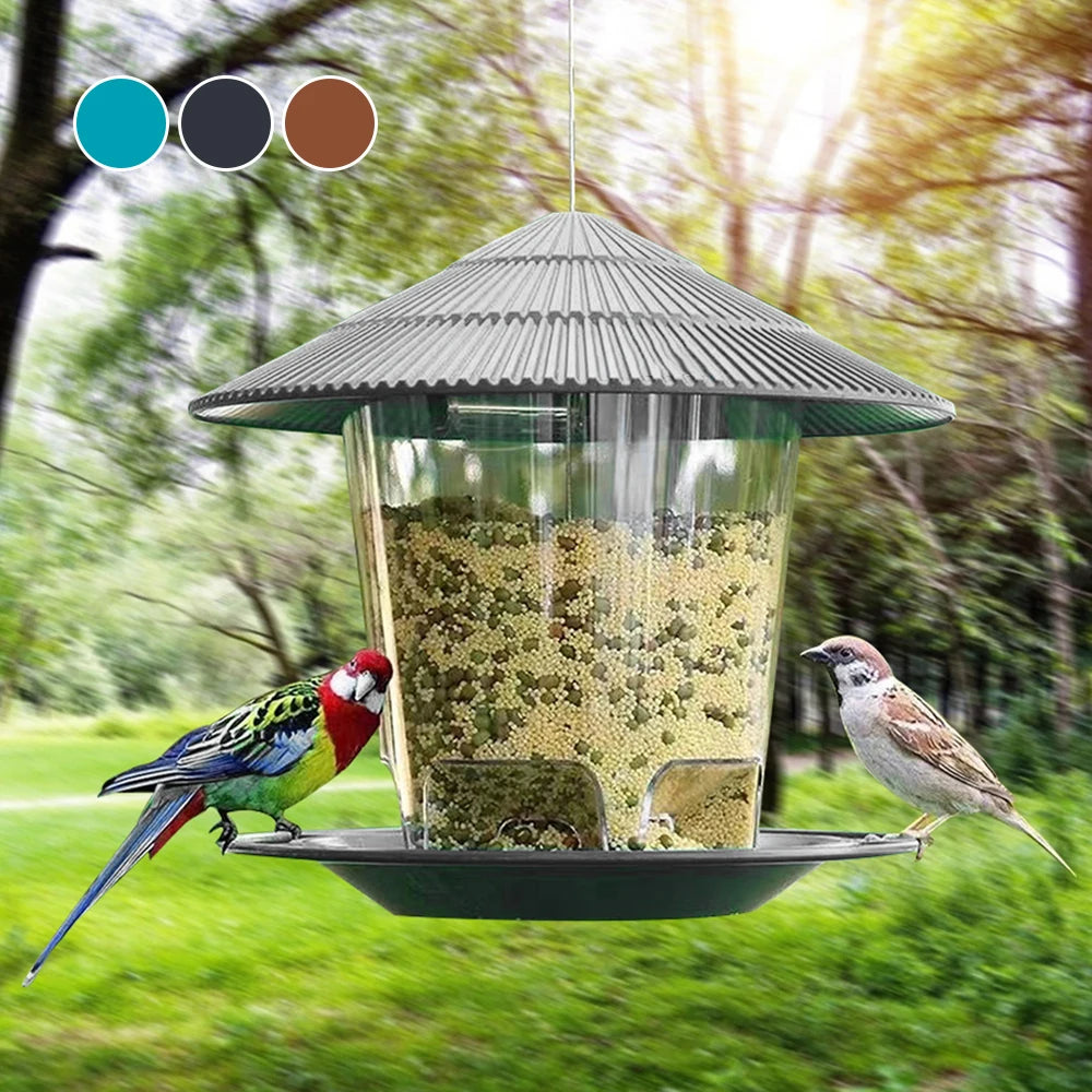 Bird Feeder Automatic Hanging Outdoor Garden Gazebo Wild Bird Feeding Container With Hang Rope House Decor Pet Supplies