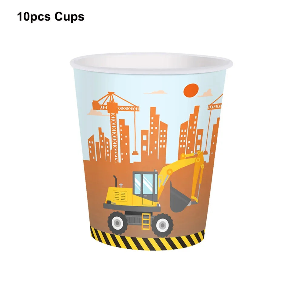 construction truck party tablecloth table runner Engineering excavator theme table cover boy construction birthday party decor