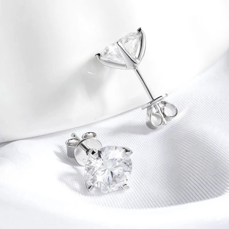 Smyoue Each 0.2-2CT Certified Moissanite Stud Earrings for Women 4 Claw Sparkling Wedding Party Jewelry Sterling Silver S925