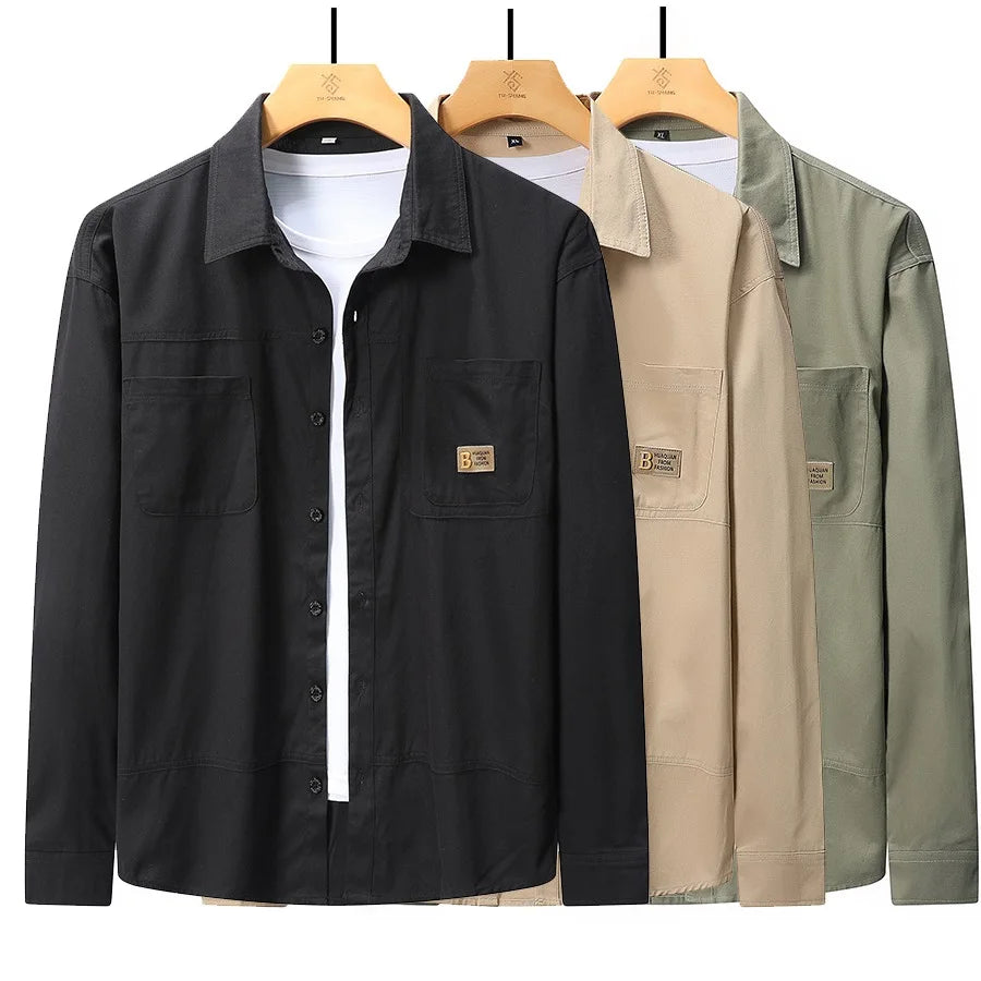 New 100 Cotton Shirts Man Long Sleeve Top Male Oversize Casual Big Size 5XL 6XL 7XL 8XL 9XL 10XL Plus Large Loose Spring Outwear