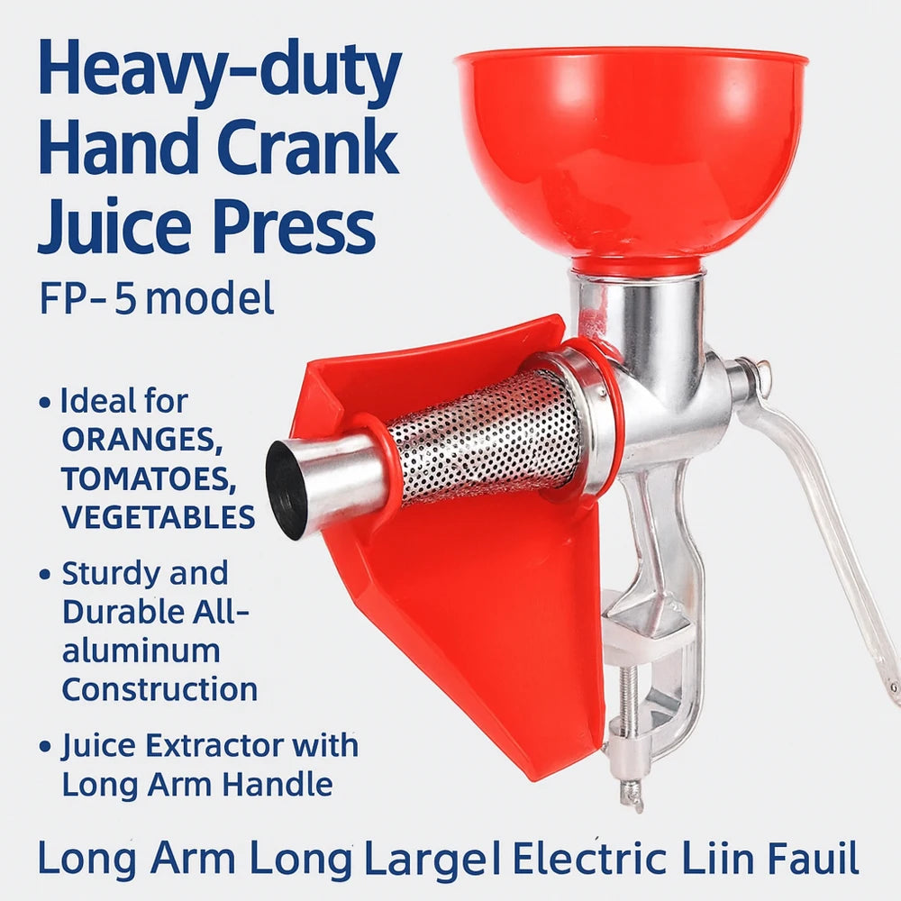 Manual Juicer FP-5 Tomato Sauce Maker Hand Crank Fruit Press for Citrus Lemon Orange Aluminum Extractor