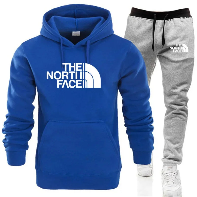 Winter Hoodie Sets Men Fashion Fleece Red Hoodies Black Brand Pants Casual Jogger Suit Tracksuit Sweatshirt