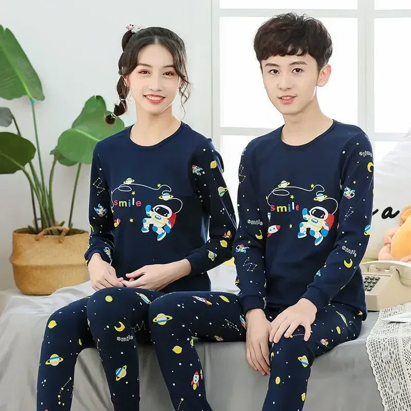 Teenager Boys Animal Cat Pajamas Children's Sleepwear for 12 14 16 Years Kids Pyjamas Cartoon Homewear Cotton Girls Pijamas Suit