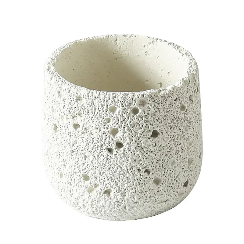 Nordic cement flowerpot simple personality creative imitation volcanic stone indoor succulent potted green plant flowerpot